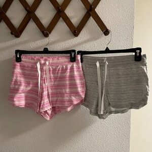 Love by Gap Lot Set of 2 striped pink gray pajama shorts medium M